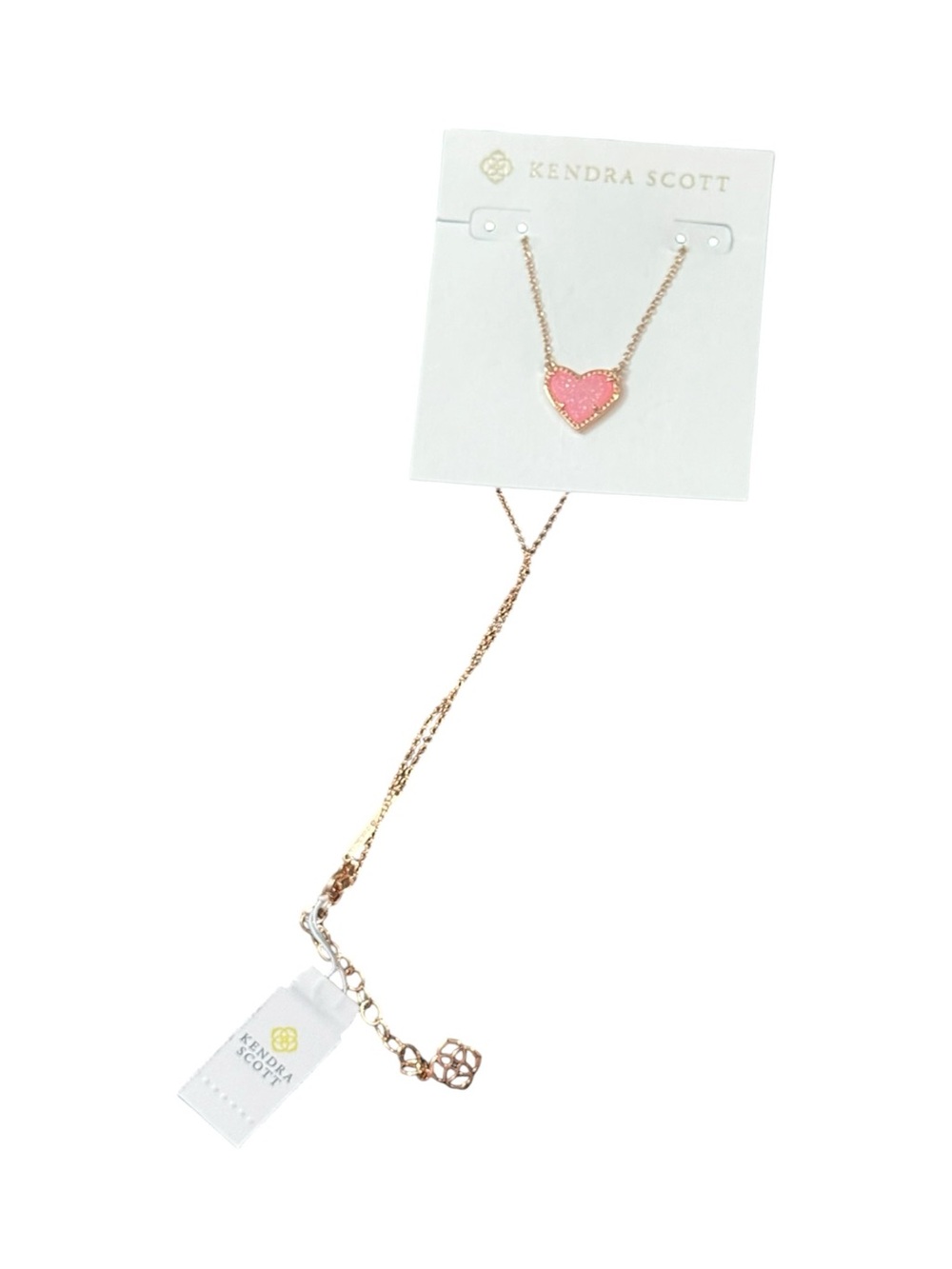 Kendra Scott Ari Heart Necklace Iridescent Pink Rose Gold - Picture 6 of 12